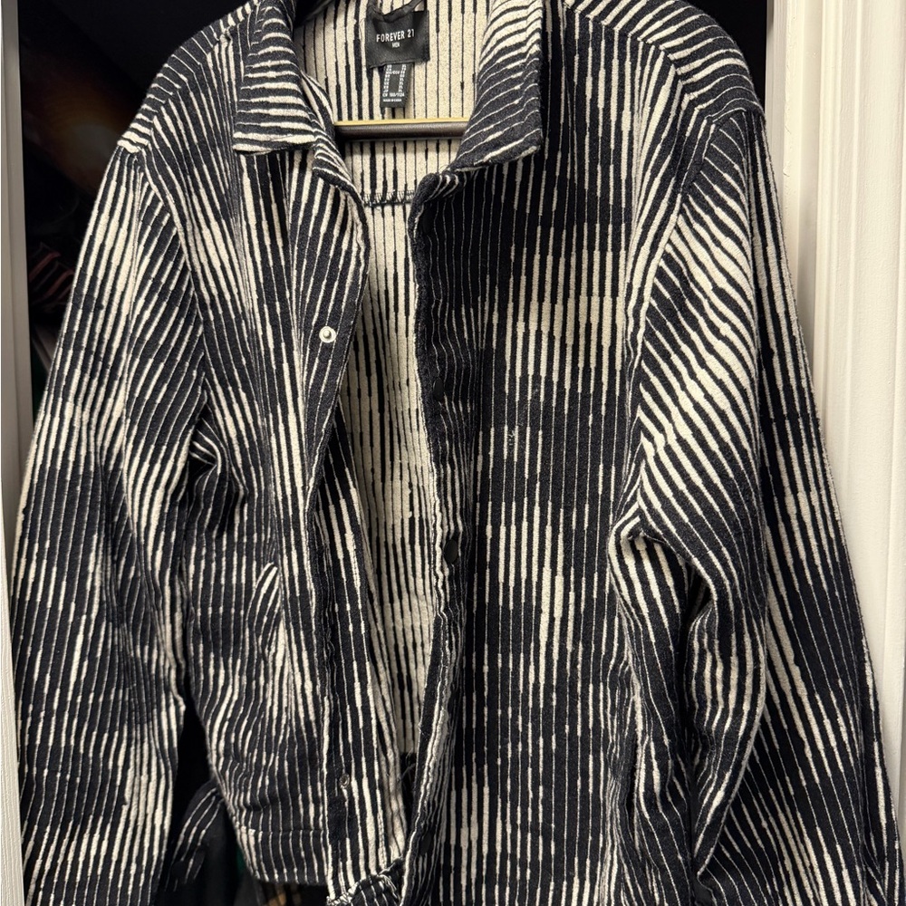Forever 21 Black and White Striped Men's Jacket